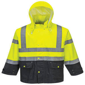 High-Visibility Waterproof Safety With Reflective Tape Workwear, Rain Jacket