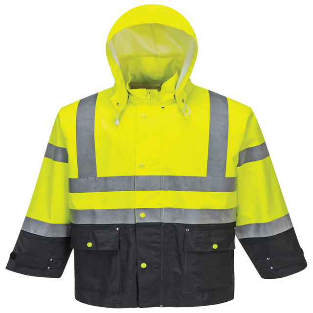 High-Visibility Waterproof Safety With Reflective Tape Workwear, Rain Jacket